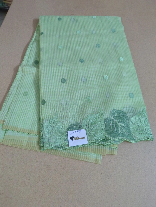 Cotton Doria Leaf Cut Work - Snowy Mint 3
