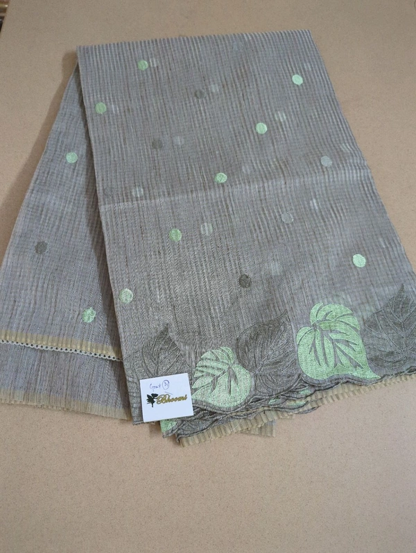 Cotton Doria Leaf Cut Work - Gray 4
