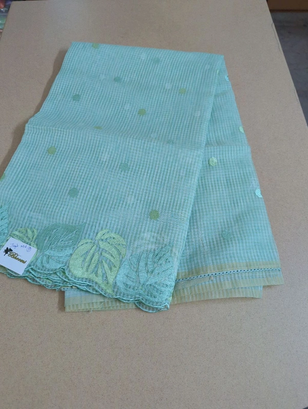 Cotton Doria Leaf Cut Work - Jungle Mist 5