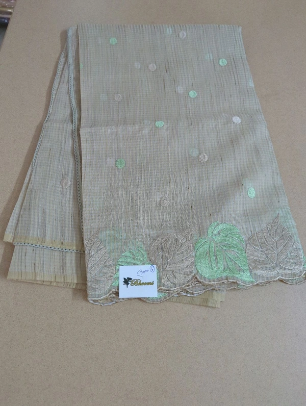 Cotton Doria Leaf Cut Work - Bone 6