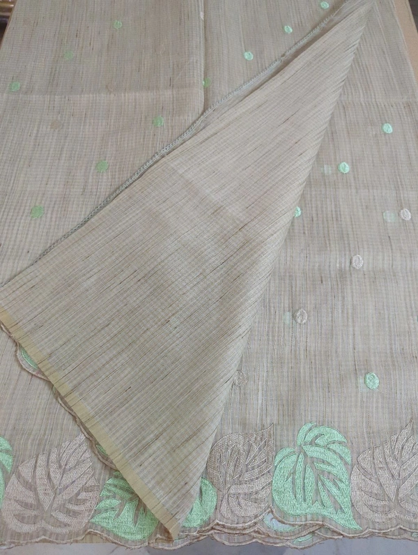 Cotton Doria Leaf Cut Work - Bone 6