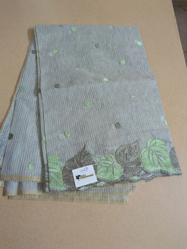Cotton Doria Leaf Cut Work - Gray 8