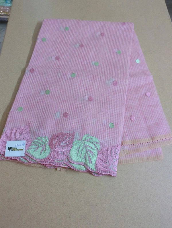 Cotton Doria Leaf Cut Work - Pink 9