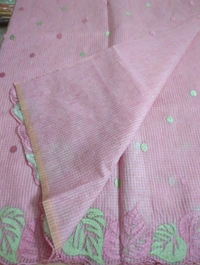 Cotton Doria Leaf Cut Work - Pink 9
