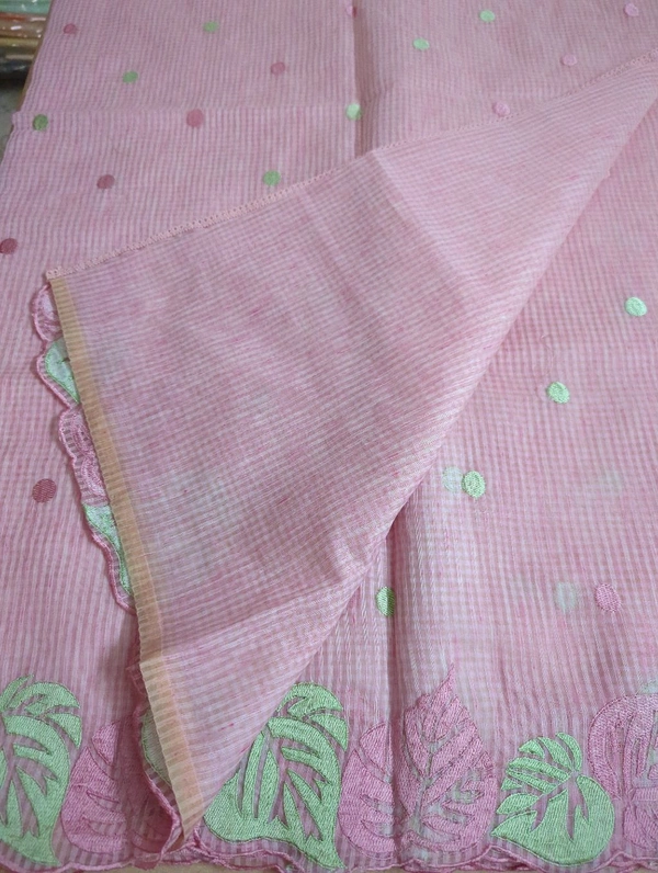 Cotton Doria Leaf Cut Work - Pink 9