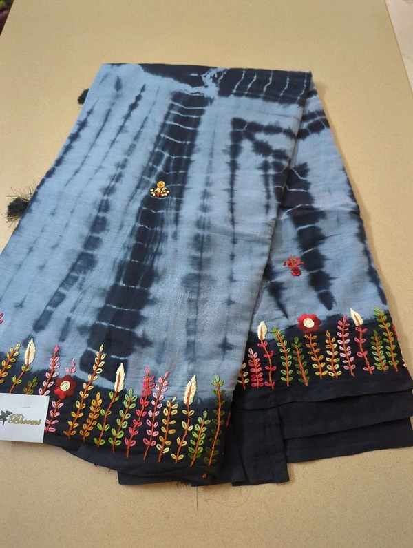 Pure Mulmul Cotton With Handwork - Black