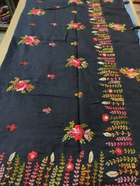 Pure Mulmul Cotton With Handwork - Black