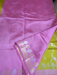 Pure Raw Silk Jaal Weaving - Gold