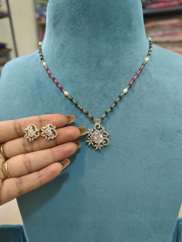 Black Diamonds With diamond Pendent - 7 Working Days
