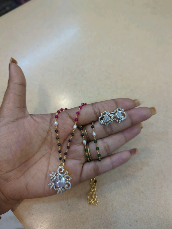 Black Diamonds With diamond Pendent - 7 Working Days
