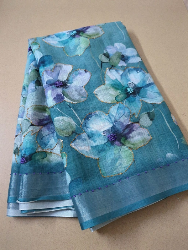 Lenin With Kantha Work - Teal