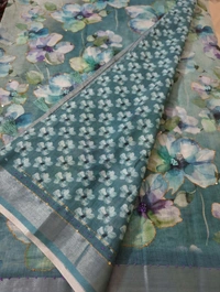 Lenin With Kantha Work - Teal