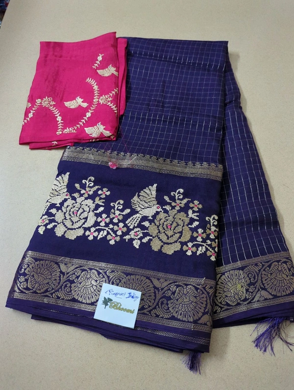 Dola Cheeks With Embroidery  - Pigment Indigo
