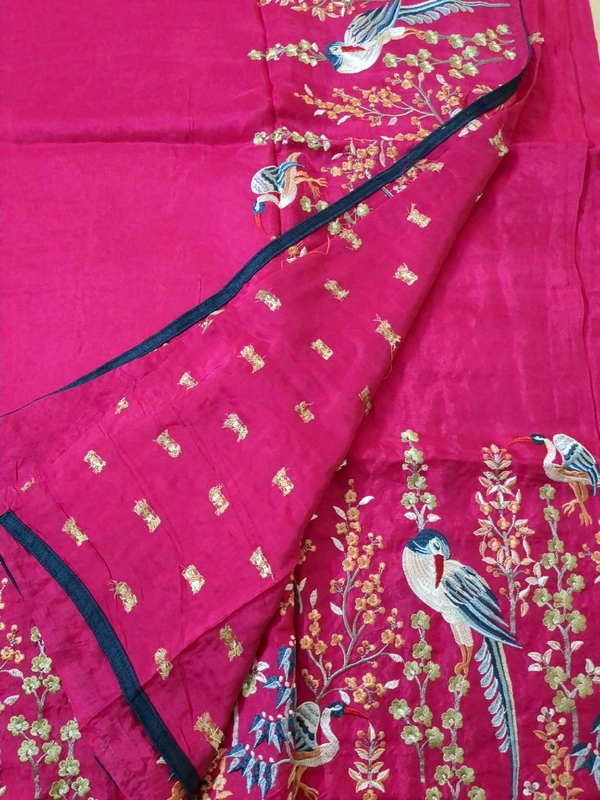 Pure Dola Embroidery  - pink