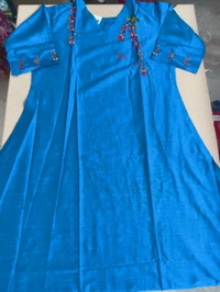 Soft Tusser Handwork Kurti - midnight blue, 40