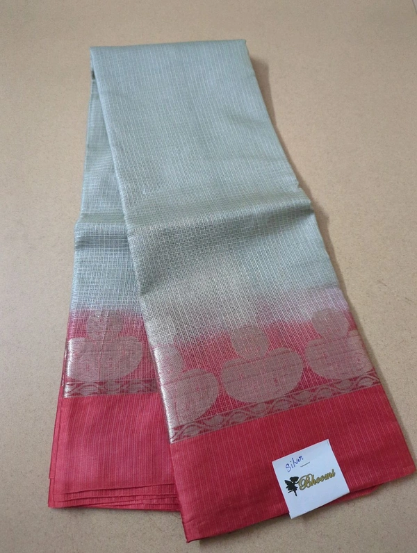 Pure Handloom Tusser Kota - Silver