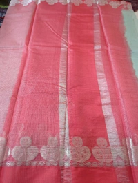 Pure Handloom Tusser Kota - Silver