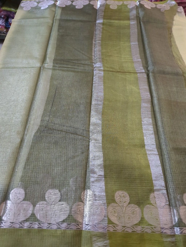 Pure Handloom Tusser Kota - Swamp Green