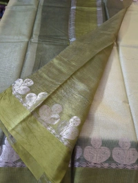 Pure Handloom Tusser Kota - Swamp Green