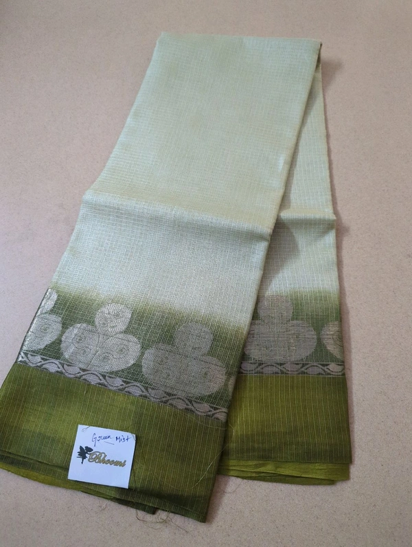 Pure Handloom Tusser Kota - green mist