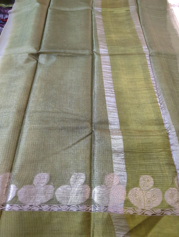 Pure Handloom Tusser Kota - green mist