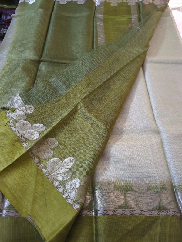 Pure Handloom Tusser Kota - green mist
