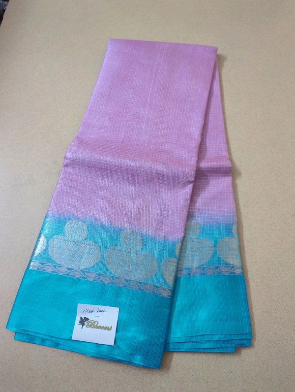 Pure Handloom Tusser Kota - Pink Lace