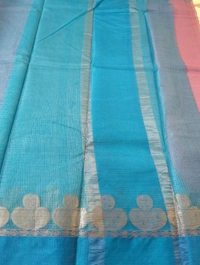 Pure Handloom Tusser Kota - Pink Lace