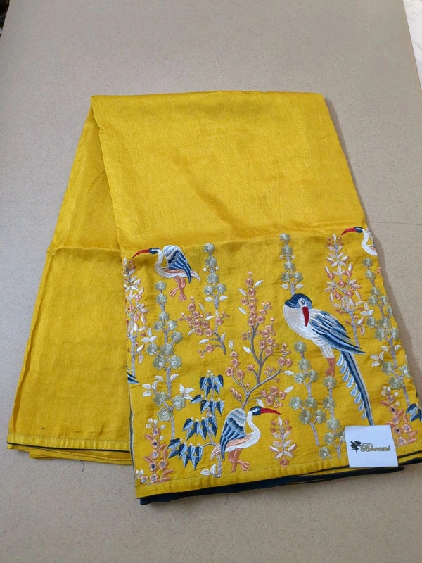 Pure Dola Embroidery  - Yellow