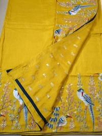 Pure Dola Embroidery  - Yellow