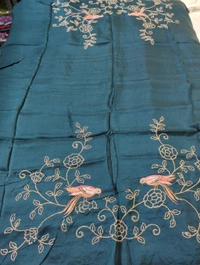 Pure Dola Checks Embroidery  - Pigment Indigo