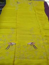 Pure Dola Checks Embroidery  - Purple