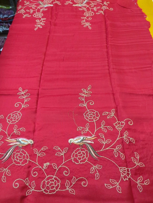 Pure Dola Checks Embroidery  - Gold