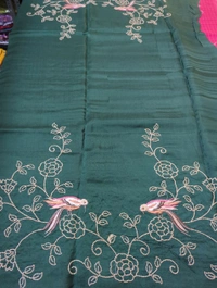 Pure Dola Checks Embroidery  - pink