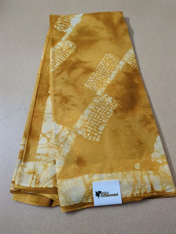 PURE MUL MUL COTTON BLOCK PRINT - Web Orange