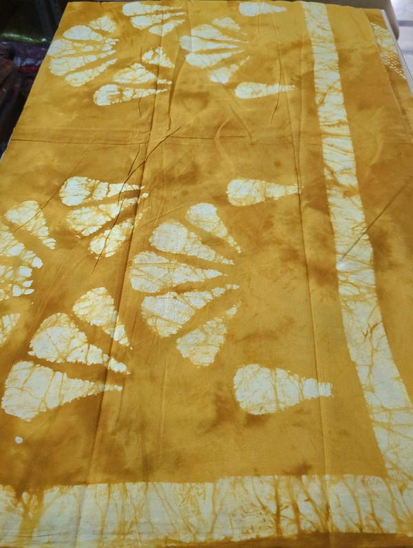 PURE MUL MUL COTTON BLOCK PRINT - Web Orange