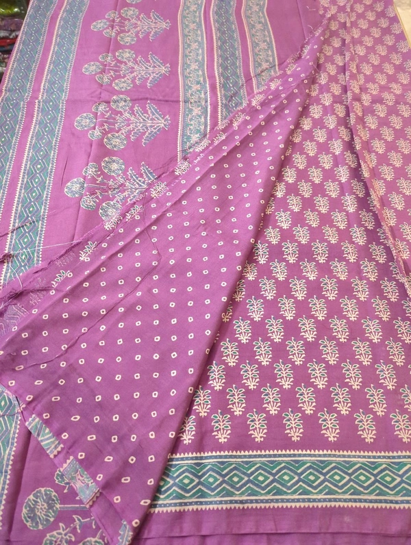 SOFT CHANDERI BLOCK PRINT - Electric Violet