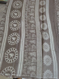 PURE MUL MUL COTTON BLOCK PRINT - light brown 8