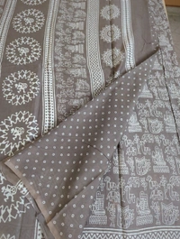 PURE MUL MUL COTTON BLOCK PRINT - light brown 8