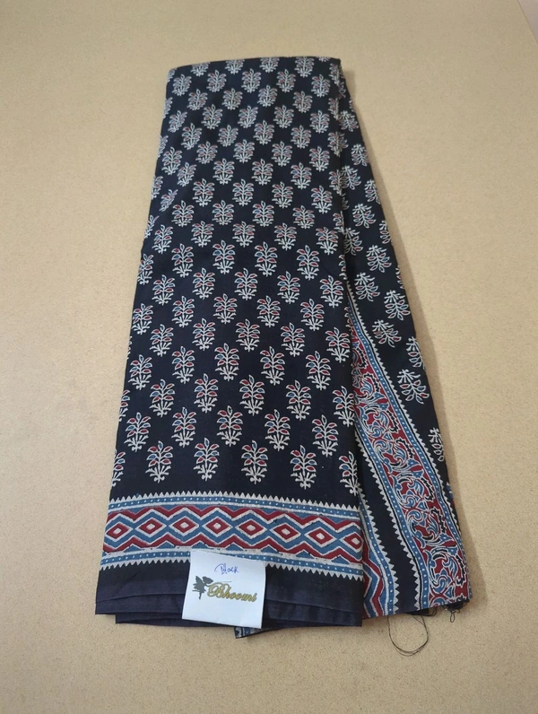 SOFT CHANDERI BLOCK PRINT - Black
