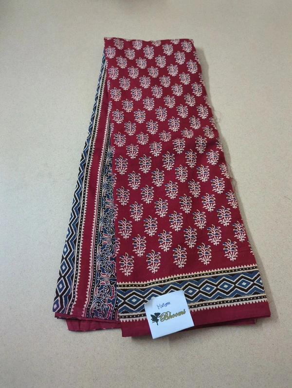 SOFT CHANDERI BLOCK PRINT - Maroon