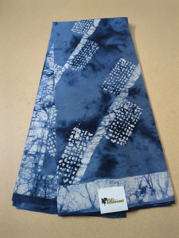 PURE MUL MUL COTTON BLOCK PRINT - Blue