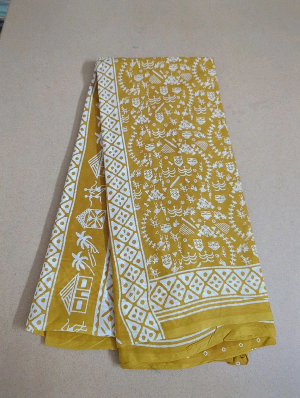 PURE MUL MUL COTTON BLOCK PRINT - gold 5