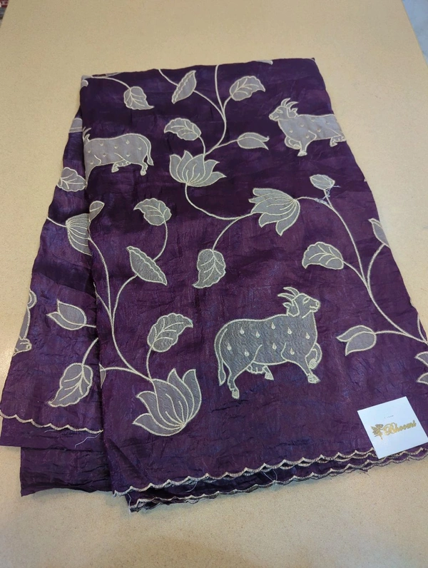 Tusser Crush Applique  - Pigment Indigo