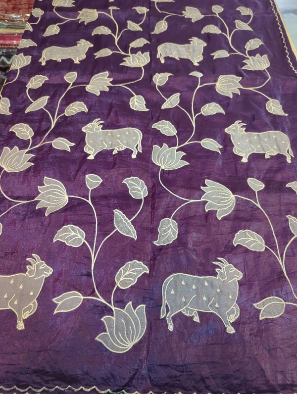 Tusser Crush Applique  - Pigment Indigo