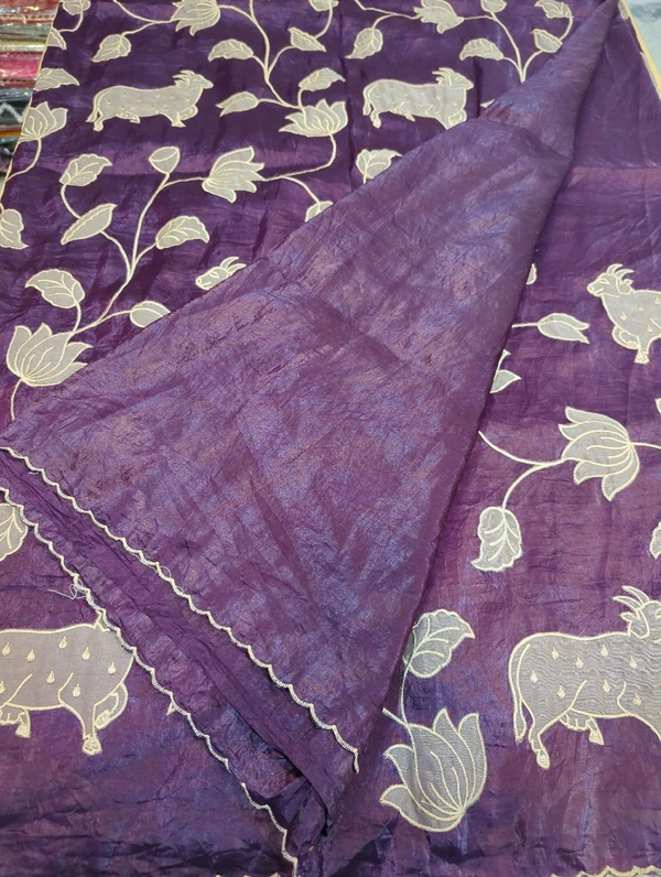 Tusser Crush Applique  - Pigment Indigo