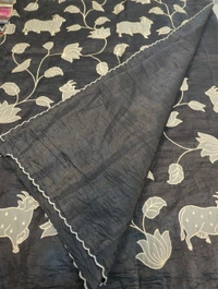 Tusser Crush Applique  - Black