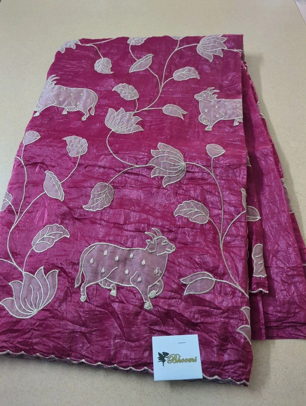 Tusser Crush Applique  - pink