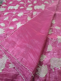 Tusser Crush Applique  - pink