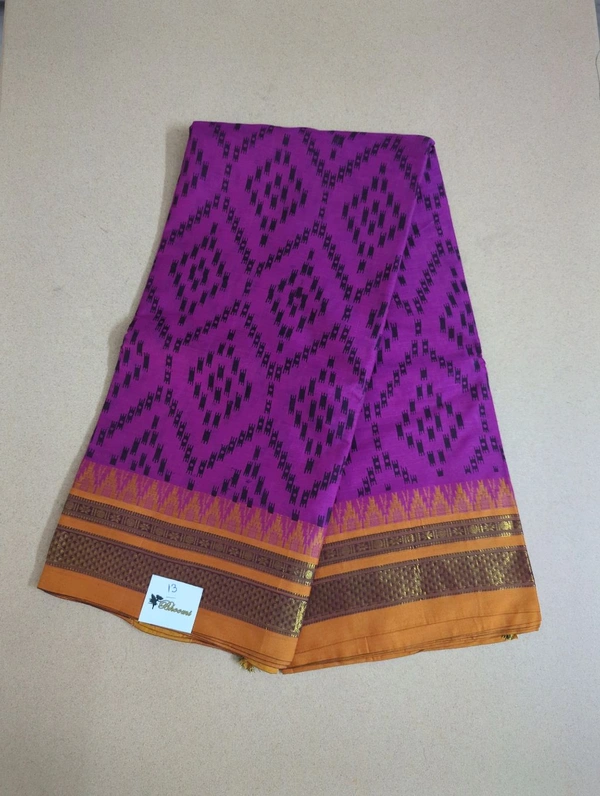 Pure Handloom Narayanpet Cotton Print - purple 13
